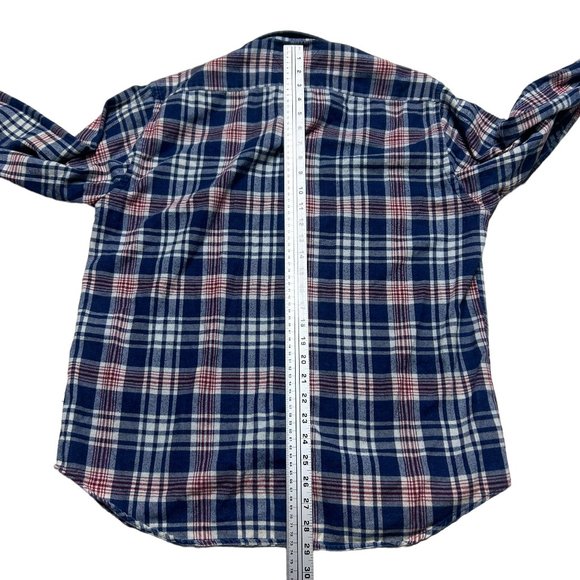 Tommy Hilfiger Flannel Shirt Mens Small Blue Plaid Denim Collar Long Sleeve - Picture 6 of 8